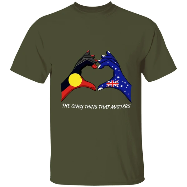 the only thing that matters indigenous and australian flags hand shirt militarygreen
