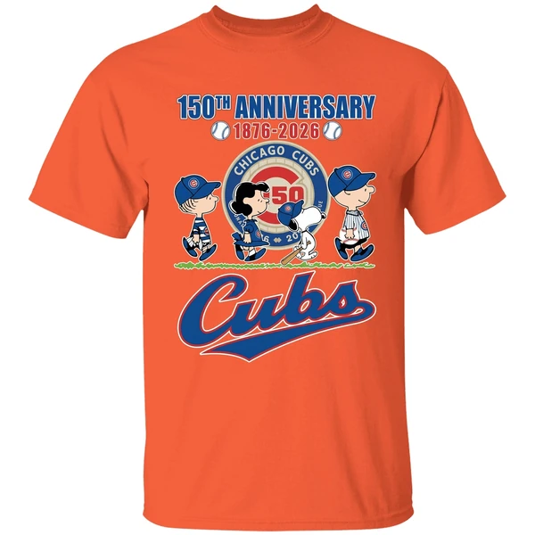the peanuts characters chicago cubs 150th 1876 2026 shirt orange