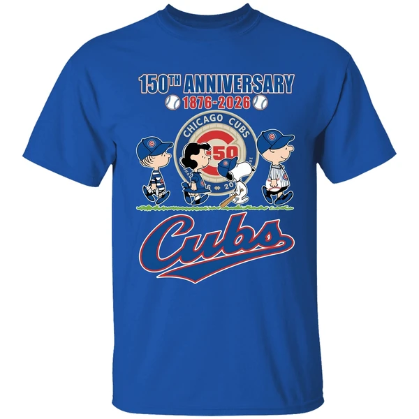 the peanuts characters chicago cubs 150th 1876 2026 shirt royalblue