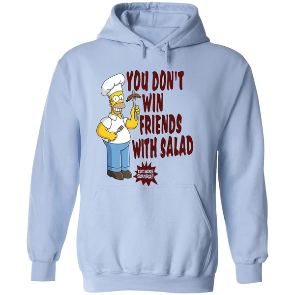 The Simpsons Homer You Dont Win Friends With Salad Hoodie - Image 4