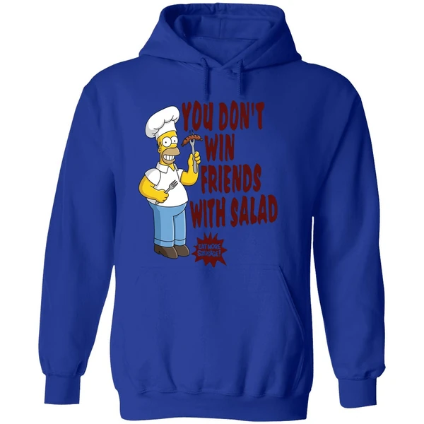The Simpsons Homer You Dont Win Friends With Salad Hoodie - Image 7
