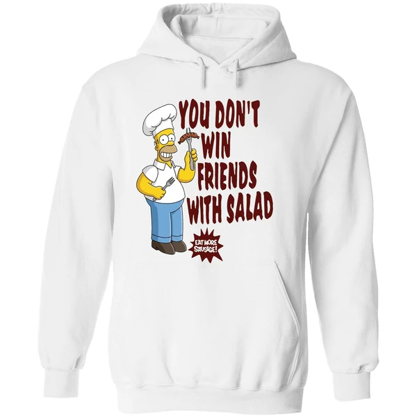 The Simpsons Homer You Dont Win Friends With Salad Hoodie - Image 8