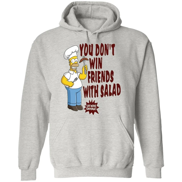 The Simpsons Homer You Dont Win Friends With Salad Hoodie - Image 9