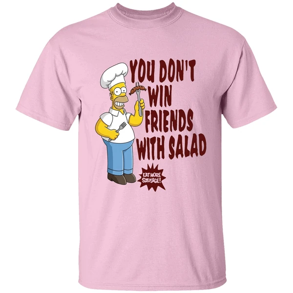 The Simpsons Homer You Dont Win Friends With Salad Shirt - Image 2