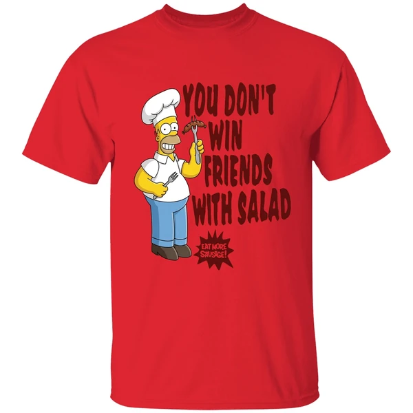 the simpsons homer you dont win friends with salad shirt red