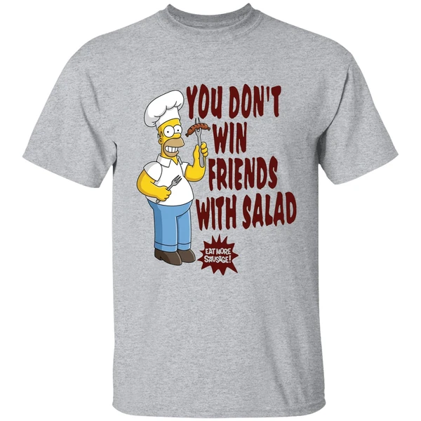 the simpsons homer you dont win friends with salad shirt sportgrey