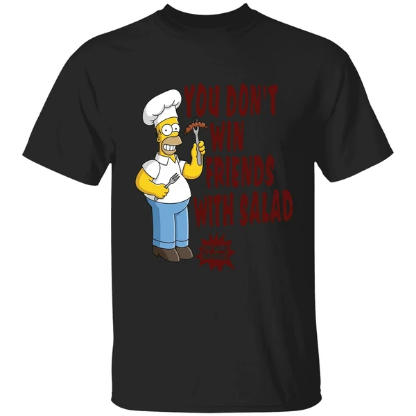 The Simpsons Homer You Dont Win Friends With Salad Shirt - Image 7