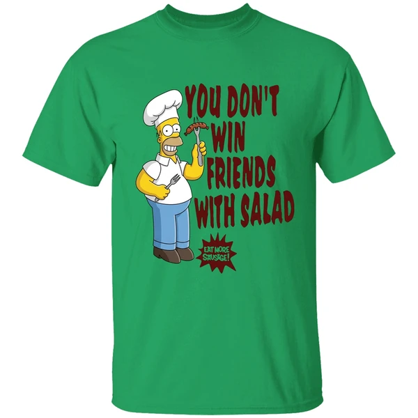 The Simpsons Homer You Dont Win Friends With Salad Shirt - Image 8
