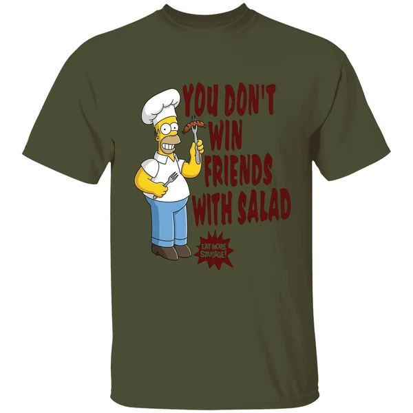 The Simpsons Homer You Dont Win Friends With Salad Shirt - Image 9