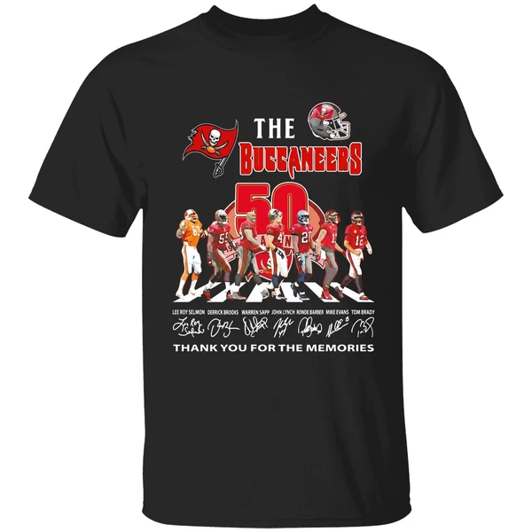 The Tampa Bay Buccaneers 50th Anniversary Thank You Signatures Shirt