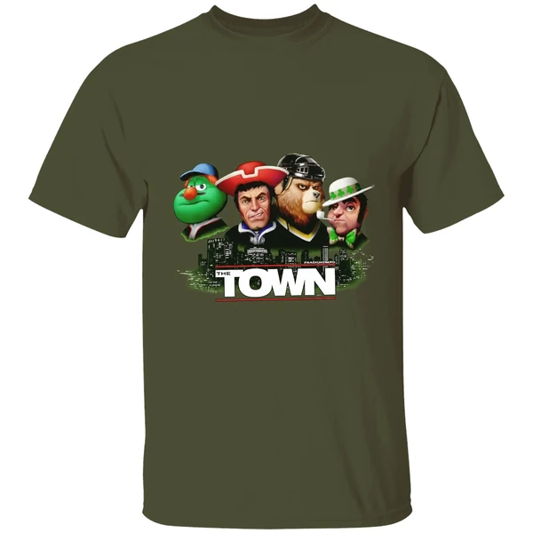 the town boston sports mascot skyline shirt militarygreen