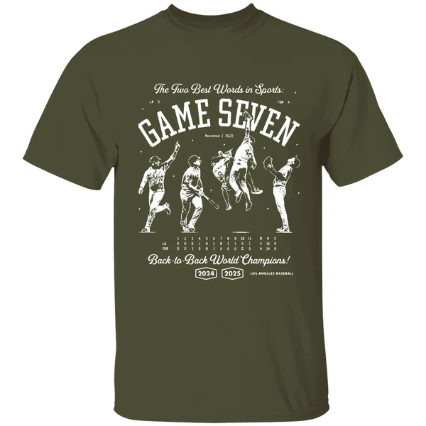 The Two Best Words In Sports Back To Back World Champions La Dodgers Game Seven Shirt - Image 4