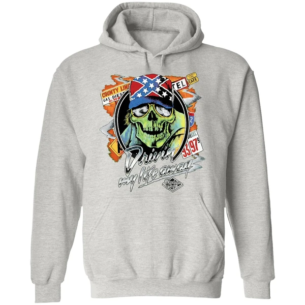 Thelma Louise Driving My Life Away Skull Hoodie - Image 9