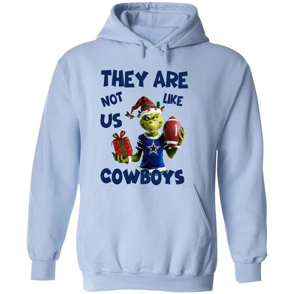 They Are Not Like Us Cowboys Grinch Santa Christmas Hoodie - Image 4