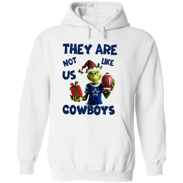 They Are Not Like Us Cowboys Grinch Santa Christmas Hoodie - Image 8