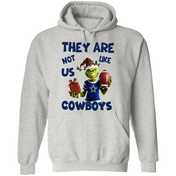 They Are Not Like Us Cowboys Grinch Santa Christmas Hoodie - Image 9