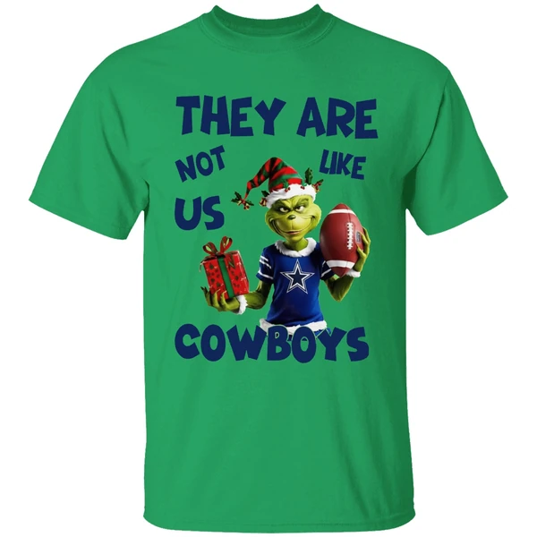 They Are Not Like Us Cowboys Grinch Santa Christmas Shirt - Image 8