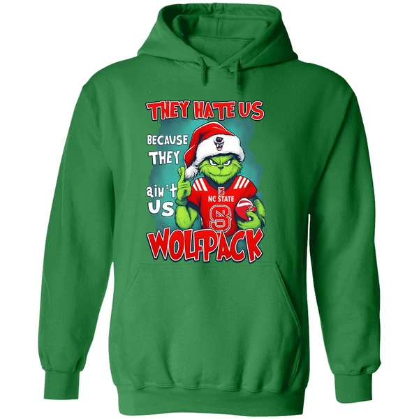 They Hate Us Cause They Aint Us Grinch Nc State Wolfpack Hoodie - Image 2