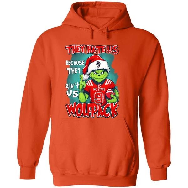 They Hate Us Cause They Aint Us Grinch Nc State Wolfpack Hoodie - Image 6