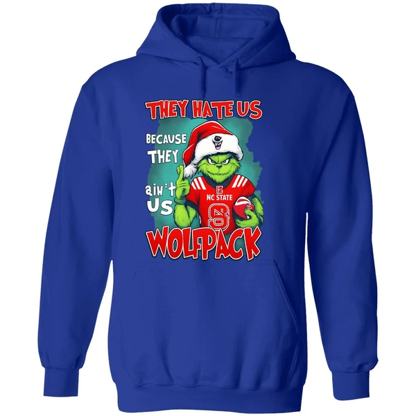 They Hate Us Cause They Aint Us Grinch Nc State Wolfpack Hoodie - Image 7