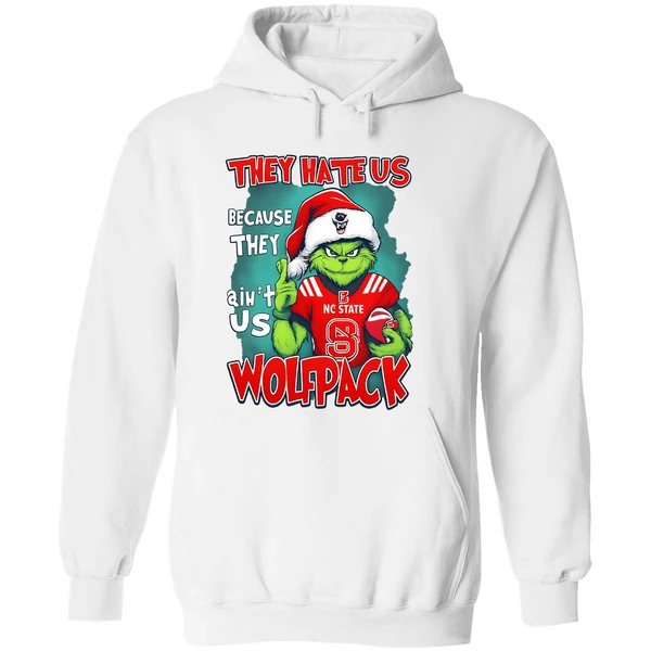 They Hate Us Cause They Aint Us Grinch Nc State Wolfpack Hoodie - Image 8