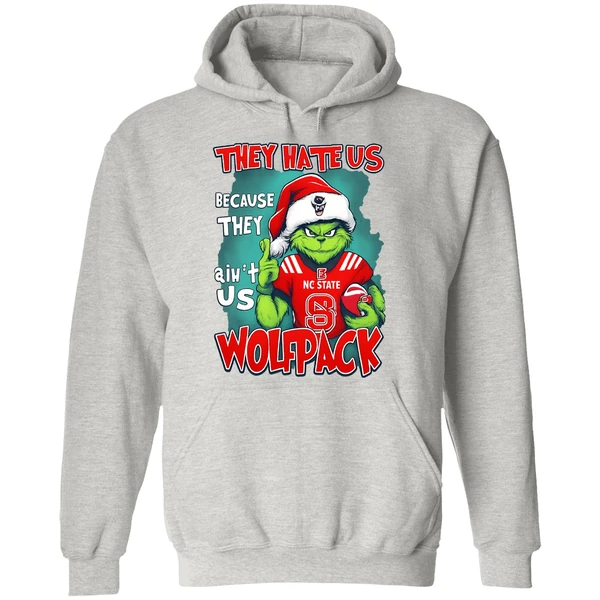 They Hate Us Cause They Aint Us Grinch Nc State Wolfpack Hoodie - Image 9