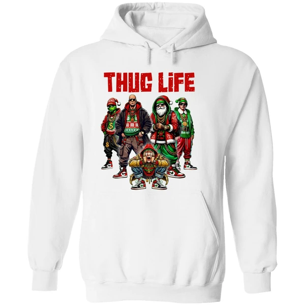 Thug Life Christmas Movie Santa Claus Friends Hoodie - Image 8