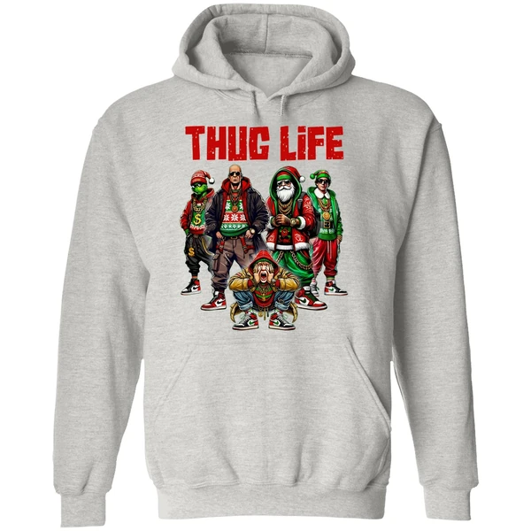 Thug Life Christmas Movie Santa Claus Friends Hoodie - Image 9