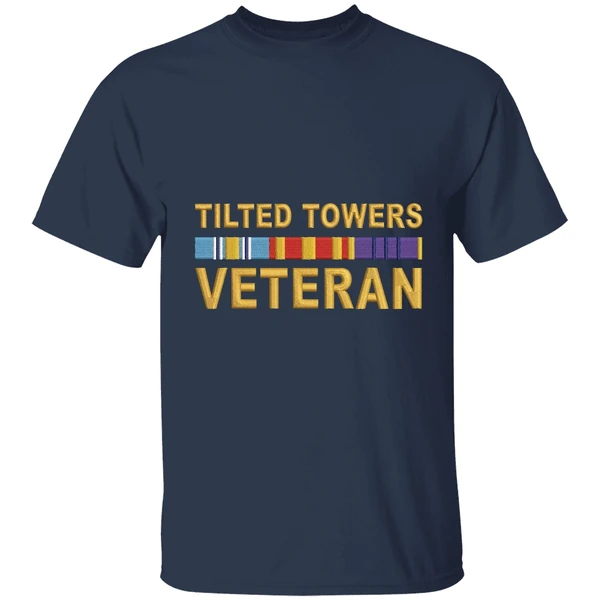 tilted towers veteran shirt navy
