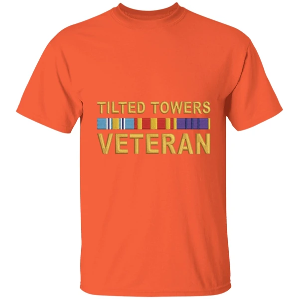 tilted towers veteran shirt orange
