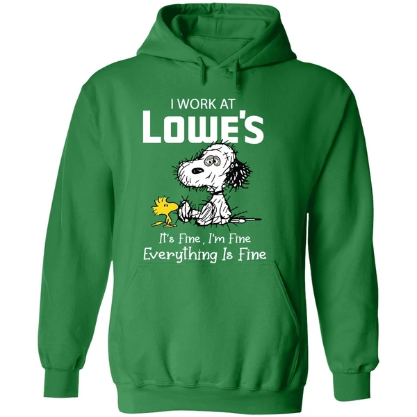Tired Snoopy I Work At Lowes 2026 Its Fine Im Fine Everything Is Fine Hoodie - Image 2