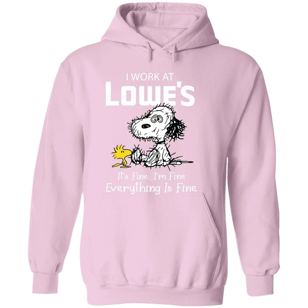 Tired Snoopy I Work At Lowes 2026 Its Fine Im Fine Everything Is Fine Hoodie - Image 5