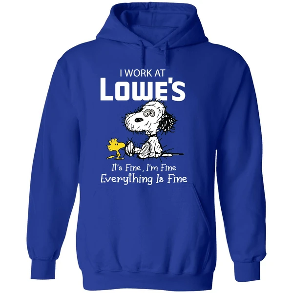 Tired Snoopy I Work At Lowes 2026 Its Fine Im Fine Everything Is Fine Hoodie - Image 7