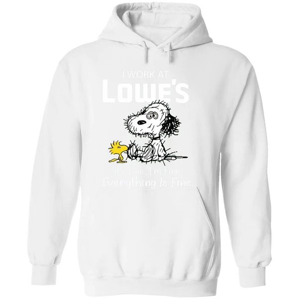 Tired Snoopy I Work At Lowes 2026 Its Fine Im Fine Everything Is Fine Hoodie - Image 8