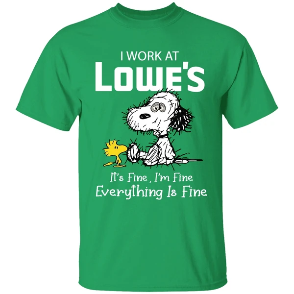 Tired Snoopy I Work At Lowes 2026 Its Fine Im Fine Everything Is Fine Shirt - Image 2
