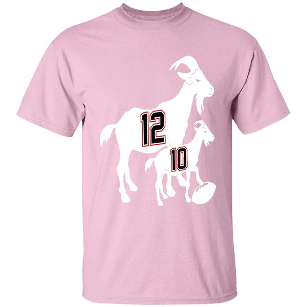 Tom Brady Goat 12 And Drake Maye Baby Goat 10 New England Patriots Football Shirt - Image 2