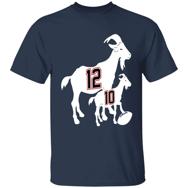 Tom Brady Goat 12 And Drake Maye Baby Goat 10 New England Patriots Football Shirt - Image 4