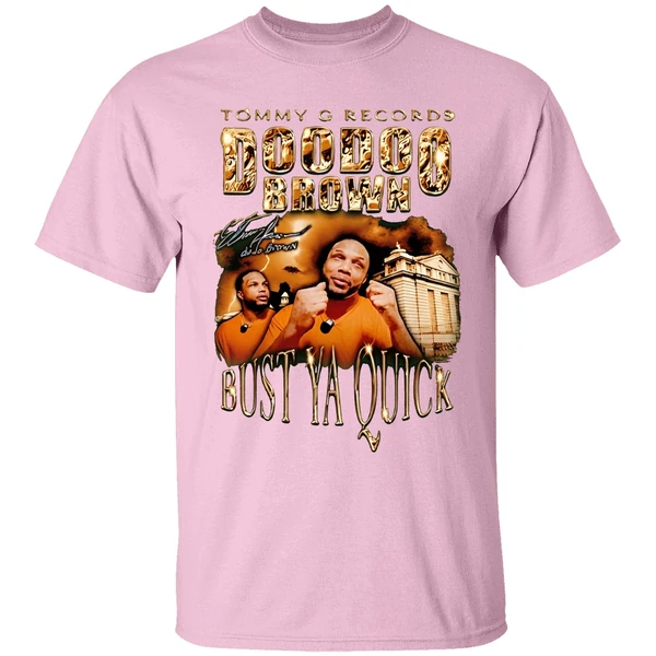 tommy g records doo doo brown bust ya quick shirt lightpink