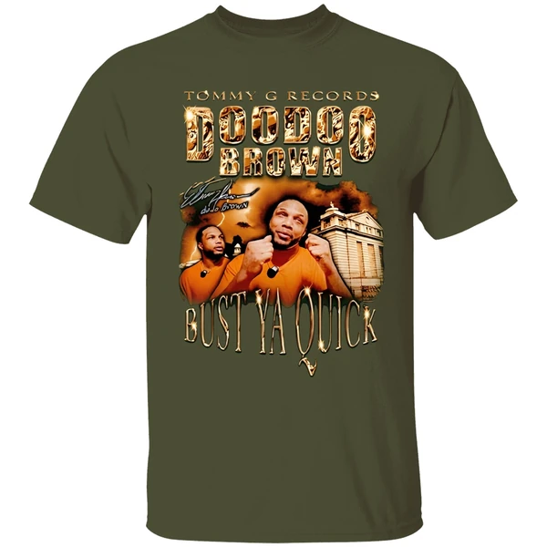 tommy g records doo doo brown bust ya quick shirt militarygreen