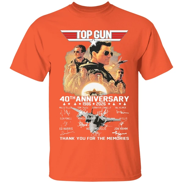 top gun 40th anniversary 1986 2026 thank you for the memories signatures shirt orange