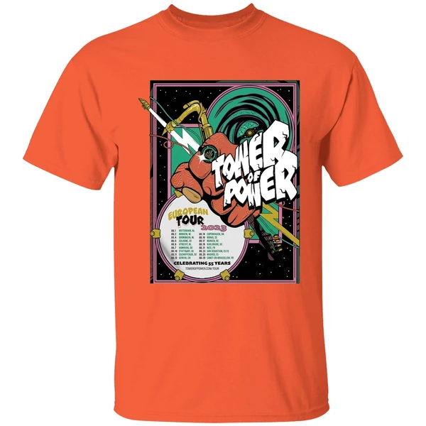 tower of power europe tour 2023 celebrating 55 years shirt orange