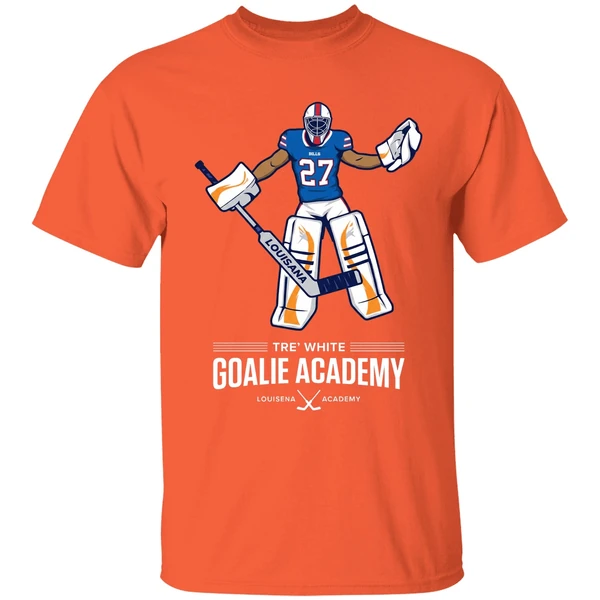 tre white goalie academy zero goals allowed zero games played shirt orange
