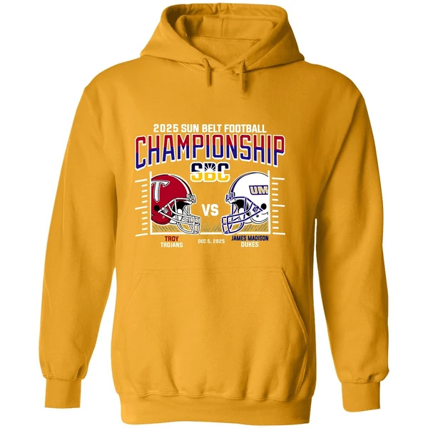 Troy Trojans Vs James Madison Dukes 2025 Sun Belt Football Conference Championship H2h Hoodie