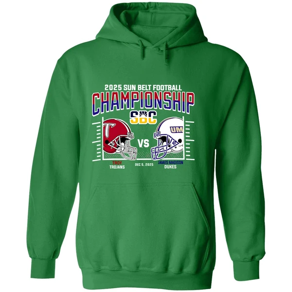 Troy Trojans Vs James Madison Dukes 2025 Sun Belt Football Conference Championship H2h Hoodie - Image 2