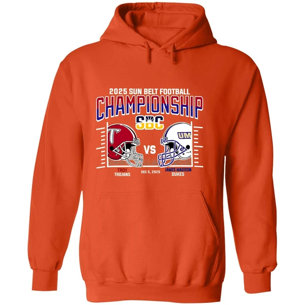 Troy Trojans Vs James Madison Dukes 2025 Sun Belt Football Conference Championship H2h Hoodie - Image 6