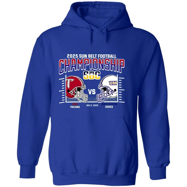 Troy Trojans Vs James Madison Dukes 2025 Sun Belt Football Conference Championship H2h Hoodie - Image 7