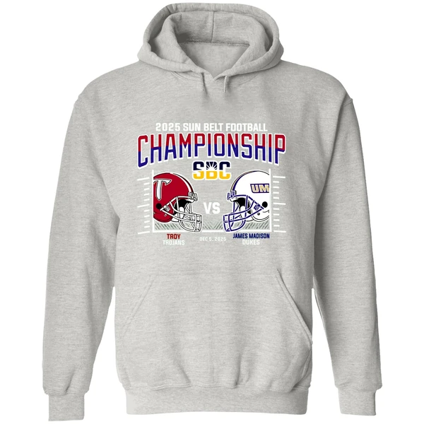 Troy Trojans Vs James Madison Dukes 2025 Sun Belt Football Conference Championship H2h Hoodie - Image 9