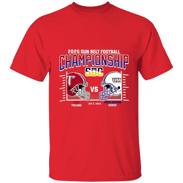 Troy Trojans Vs James Madison Dukes 2025 Sun Belt Football Conference Championship H2h Shirt - Image 7