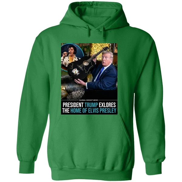 Trump President Trump Explores The Home Of Elvis Presley Graphic Hoodie - Image 2