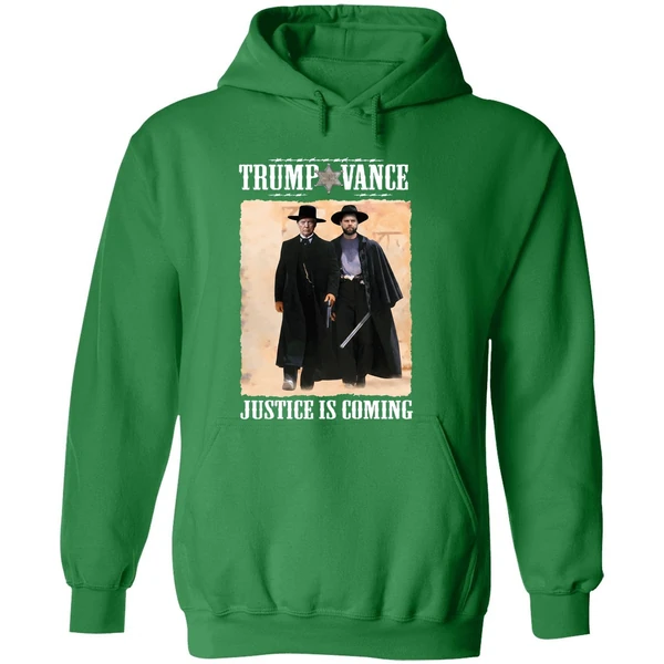 Trump Vance Tombstone Movie Justice Is Coming Hoodie - Image 2